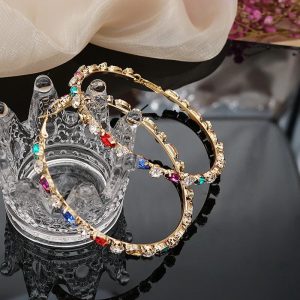 Big Circle rhinestone earrings: Fashionably Classic with an Exaggerated Design! Wholesale Accessory - Montreal Local Stock