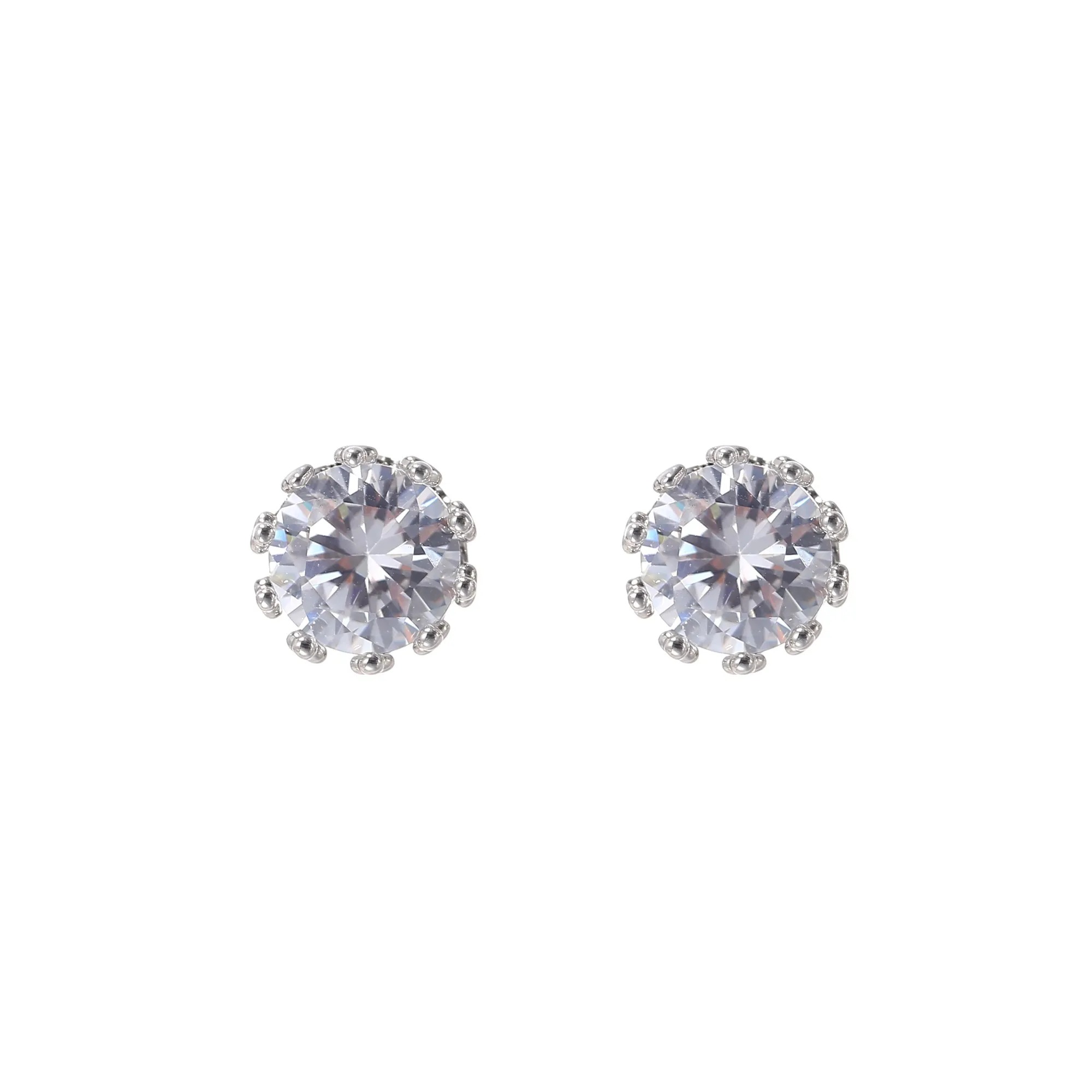 Crown Zircon Stud Earrings: Simple temperament, can be worn by men and women - Montreal Local Stock