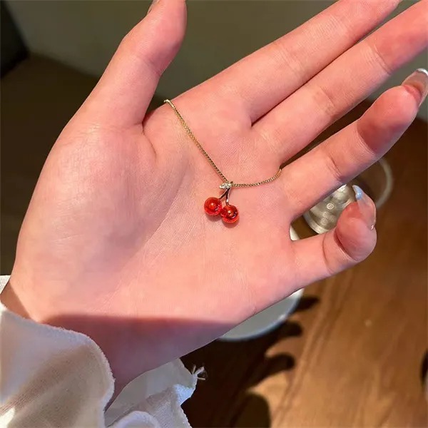 Cute Cherry Pendant Gold-Plated Necklace: a delicate and charming piece loved by women everywhere - Montreal Local Stock