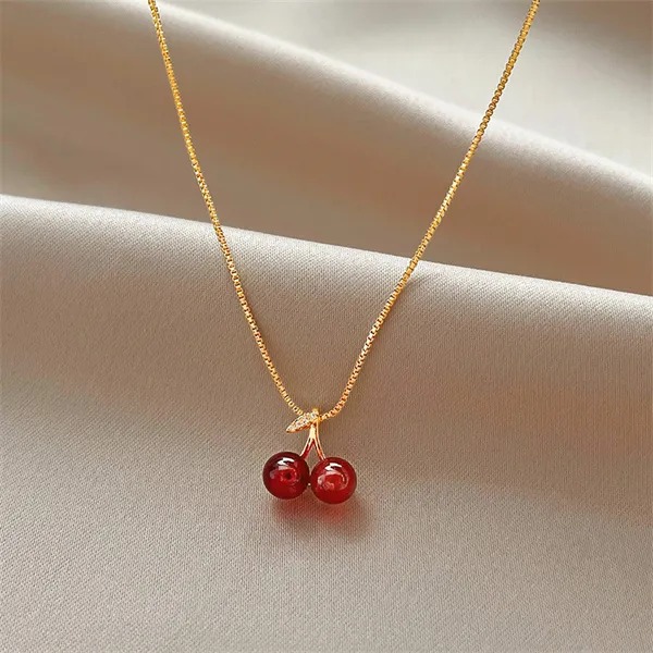 Cute Cherry Pendant Gold-Plated Necklace: a delicate and charming piece loved by women everywhere - Montreal Local Stock