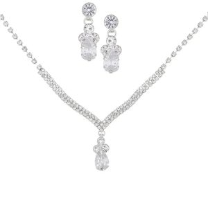 Rhinestone Necklace Earrings Set LN0209 - Montreal Local Stock
