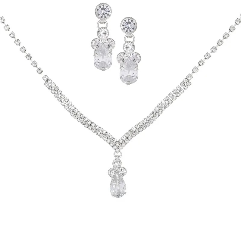 Rhinestone Necklace Earrings Set LN0209 - Montreal Local Stock