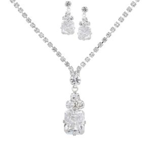 Rhinestone Necklace Earrings Set LN0221 - Montreal Local Stock