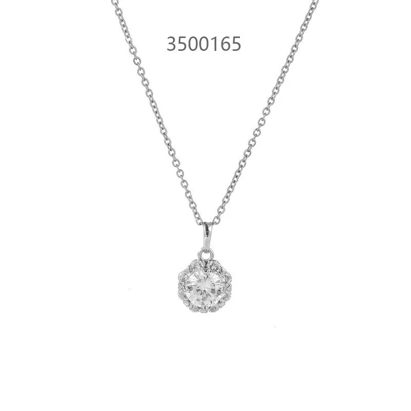 Rose Gold White Flower Zircon Pendant Necklace - Montreal Local Stock
